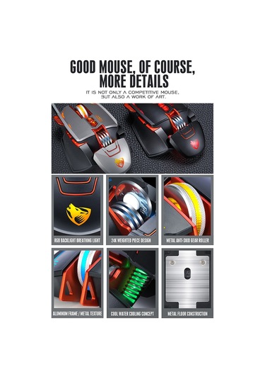 Maiyame T-wolf V9 Rgb Aydınlatmalı Profesyonel Oyun Faresi, 3200 Dpı, 7 Işık Modu, Ergonomik Tasarım, Windows/mac Uyumlu 001