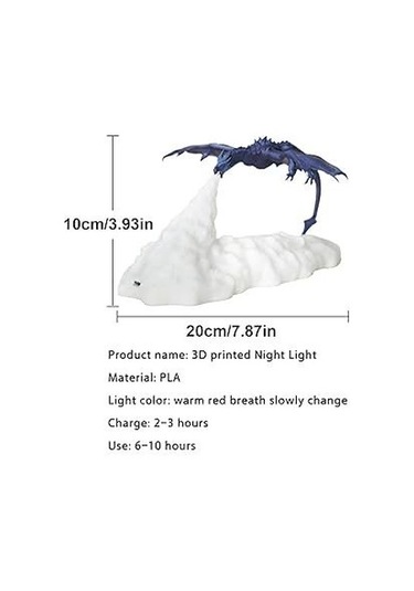 Dükkan Design Şarjlı Ejderha Gece Lambası Çok Renkli