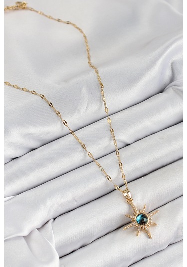 316l Çelik Zirkon Taşlı Kutup Yıldızı Model Gold Renk Kadın Kolye - Tj-bko10444 Diğer