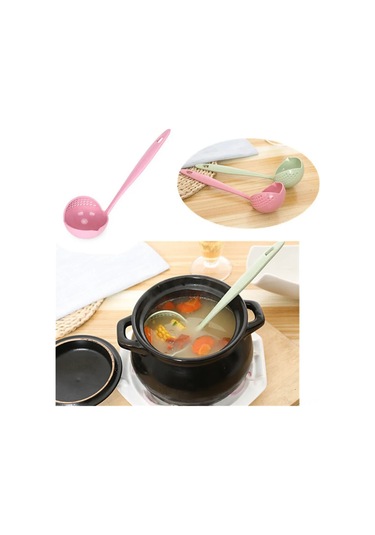 Fosenze Eşsiz Yeşil Çorba Kaşığı - Geri Kullanılabilir, Çevre Dost Malzeme, Asa Desenli Ve Filtre Özelliği İle Dayanıklı Pembe