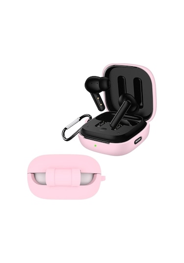 Novahub Silikon Koruyucu Kapak Qcy T13 Anc Airdots Tws Bluetooth Kulaklık Kutusu Toz Geçirmez Koruyucu Kılıf Pembe Pembe