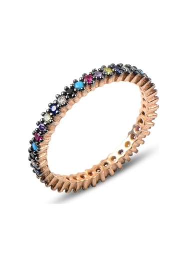 Mix Taşlı Tek Sıra Tamtur Gümüş Yüzük