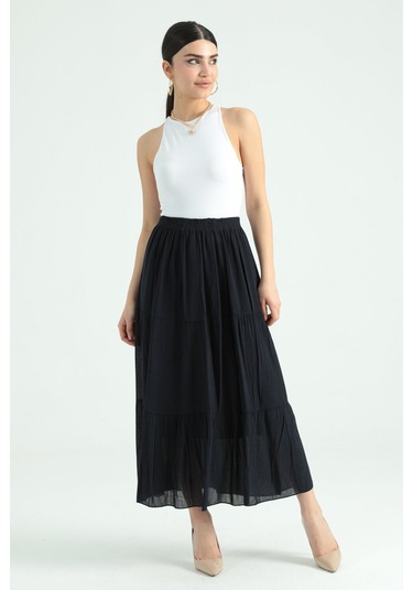 Modaplaza Kadın Fırfırlı Uzun Etek- Lacivert K20YGLSFIRETKLACIVERT Lacivert