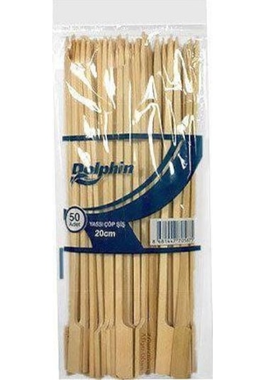 Dolphın Çöp Şiş Yassı 20 Cm. 50 Lı Afiyet Olsun Yazılı