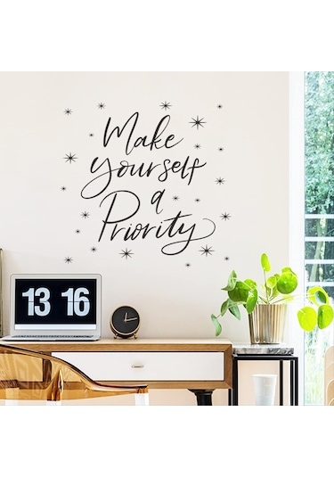 İngilizce Önceliğiniz Olsun Yatak Odası Ev Dekorasyonu Pvc Duvar Sticker Kendinden Yapışkanlı 32 39cm Şeffaf