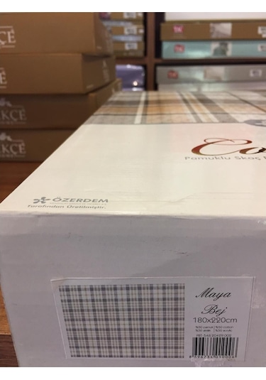 Aksu Cozy Life Çift Kişilik Pamuklu Skoç Battaniye Maya Bej