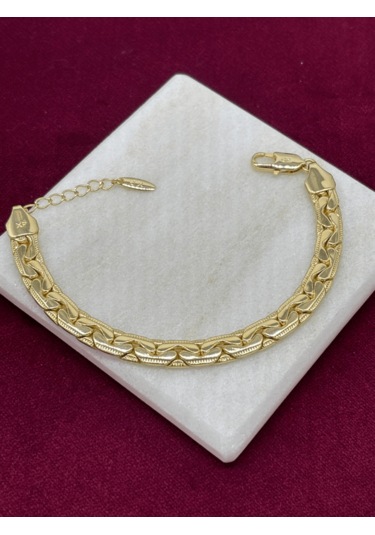 14 K Renginde Kalın Örgü Model Gold Bileklik Gold
