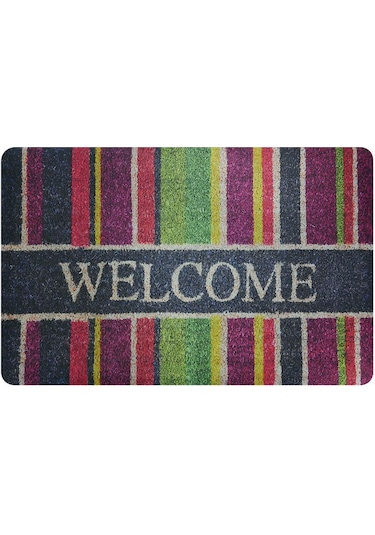 Renkli Welcome Baskılı Kaliteli Kauçuk Kapı Önü Paspası