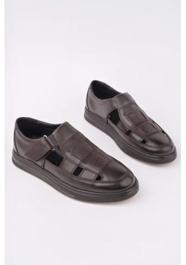 Scoperta Hakiki Deri Günlük Erkek Sandalet Ayakkabı Kahverengi