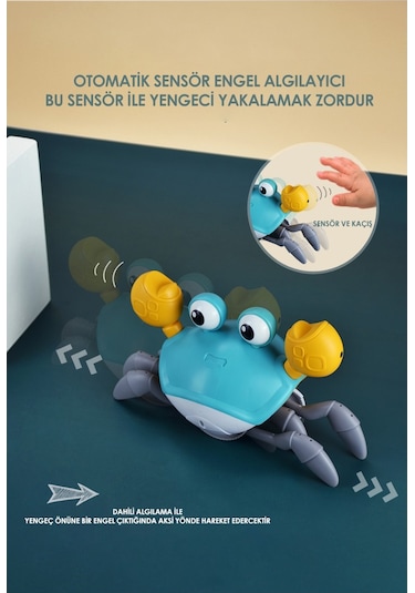 Seher Şarjlı Müzikli Hareketli Oyuncak Yengeç Yürüme Yardımcısı Otomatik Sensörlü