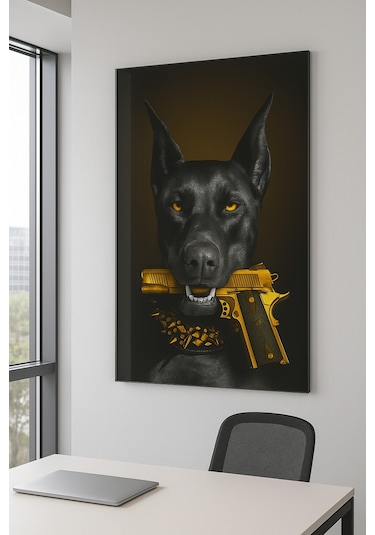 Mafia Köpek Doberman Cam Tablosu Ev Hediyesi Kırılmaz Lüks Modern Cam Tablo