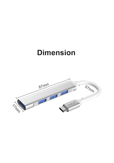Cbtx Enkay Hat Prınce Enk-at114 Çok Bağlantı Noktalı Hub Adaptörü 4'ü 1 Arada Usb3.0 Genişletici Usb Bağlantı İstasyonu, Usb3.0 + 3 Usb2.0 İle