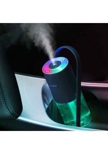 Dianziye 200ml Pil Tipi Nanohava Nemlendirici, 360 Derece Döner, Sessiz İşlevli, Renkli Gece Lambı Pembe