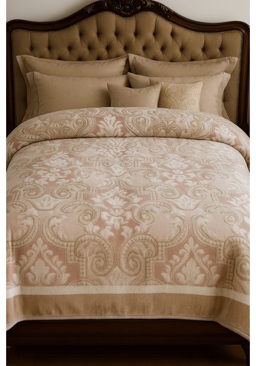 Padişah Vizon Çift Kişilik Battaniye Pembe-Ekru