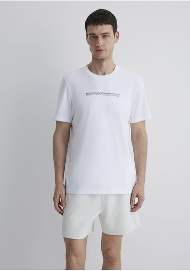 Mavi Beyaz Erkek T-shirt M0612647-620 Beyaz