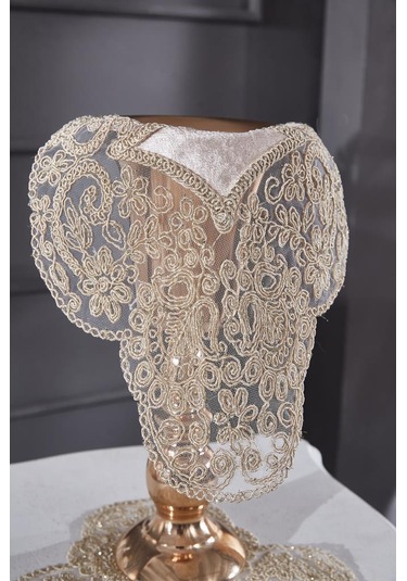 Fransız Güpürlü Kadife Sırma Salon Takımı 5 Parça Cappucino Cappucino