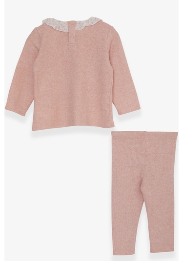 Breeze Kız Bebek Taytlı Takım Yakası Fırfırlı Triko 0-1 Ay-2 Yaş Somon Melanj Somon