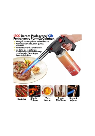 Depomega 1300 Derece Pürmüz Çakmak St-818 + 1 Adet Flash Çakmak Gazı Siyah