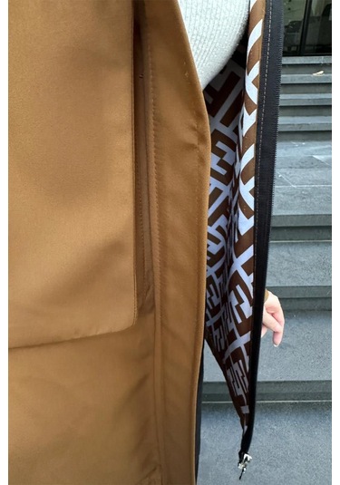 Cep Detaylı Kısa Trençkot Brc1907 Taba 001