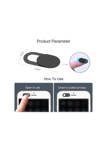 Geeksen Kamera Koruması Kaydırmalı Kapağı - Telefon/tablet/dizüstü Bilgisayar Uyumlu - Siyah - 6 Adet Paket