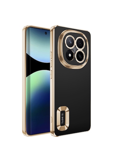 Redmi Note 14 Pro Plus Kılıf Kamera Korumalı Logo Gösteren Omega Kapak - Gol Altın Altın