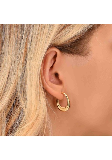 Altın Kaplama J Model Gümüş Küpe