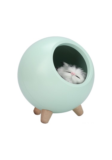 Shineyee Yeşil Kedi Ev Desenli Usb Şarjlı Led Gece Lambası, Dokunmatik Parlaklık Ayarlamalı, 2 Saat Otomatik Kapatma, 1200mah Batarya, Ambiyans Aydınlatma, Hediye İçin Uygun Yeşil