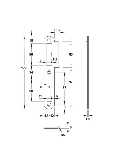 Hafele Düz Kısa Sağ Yön Kilit Karşılığı. Mat P.çelik Renkli