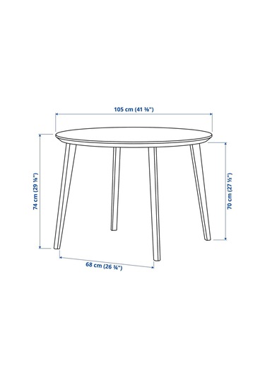 Yuvarlak Mutfak Masası, Dişbudak Kaplama, 4 Kişilik, 105 Cm Natural