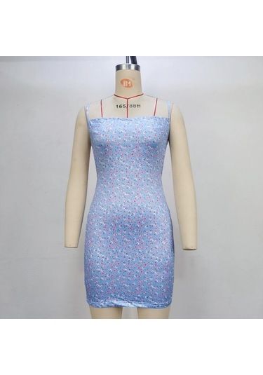 Kadın Sırtı Açık Benekli Seksi Dar Halter Elbiseler Pembe