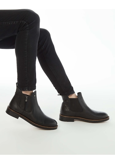 Tamer Tanca Erkek Hakiki Deri Siyah Floter Casual Bot 572 1727 B ERK Bot