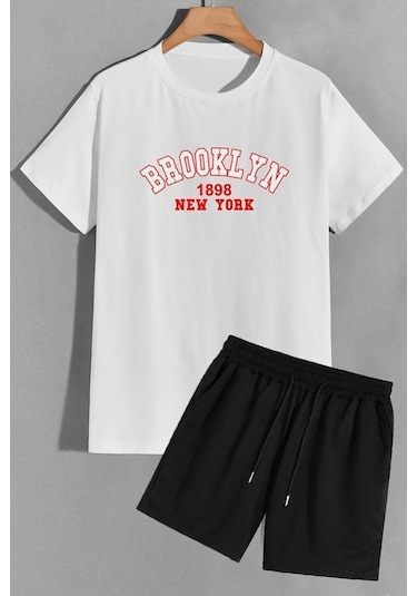Brooklyn Şort T-shirt Eşofman Takımı Beyaz
