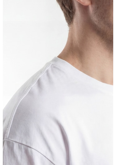 Monox Oversize Unisex 3'lü T-shirt Pamuk Rahat Kesim Beyaz