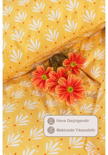 Elart Riva Nevresim Takımı Tek Kişilik Lastikli Çarşaf 160x220 Cm Sarı Sarı