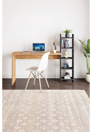 Kitaplıklı Fonksiyonel Çalışma Masası Atlantik Çam- Antrasit Gri