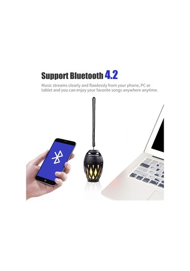 Yifomall Siyah Led Alev Işıklı Bluetooth Hoparlör, Taşınabilir Askı Kordonlu, Elsiz Konuşma, Dış Mekan Ve Ev Kullanıma Uygun