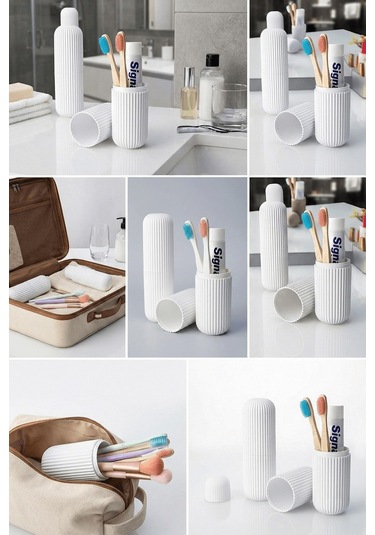 Beyaz - Seyahat Tipi Diş Fırçası, Makyaj Malzemesi Saklama Kabı, Çok Amaçlı Aksesuar Organizeri Beyaz