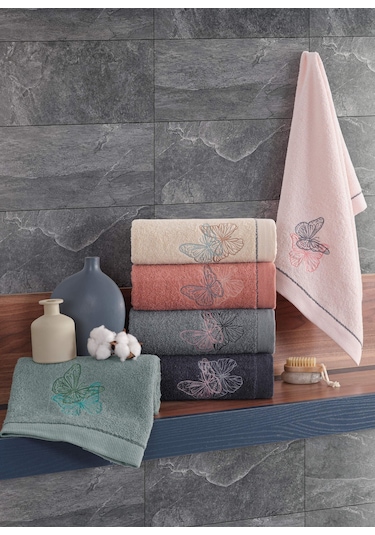 Newhome Anka Kelebek 6 Lı 50x90 %100 Pamuk El Ve Yüz Havlusu 6 Renk