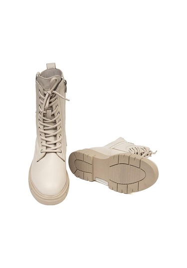 Greyder 72057 Kadın Bej Hakiki Deri Military Bot -114-bej Bej