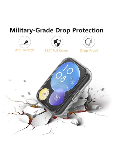 Huawei Watch Fit 2 Uyumlu Şeffaf Silikon Kasa Ve Ekran Koruyucu