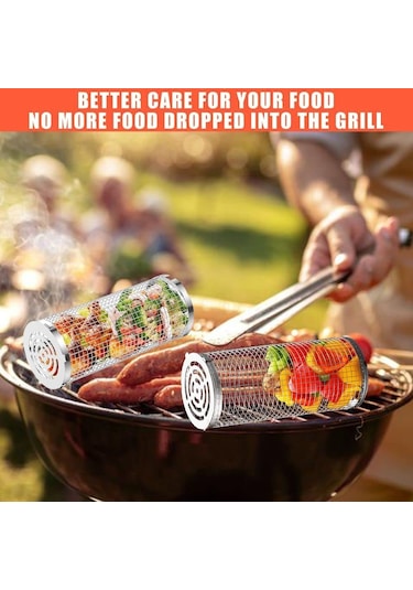 Sones Yükseltilmiş Flip-top Kapaklı Barbekü Kafesi Paslanmaz Çelik Tekerlekli Izgara Sepeti, Özellikler: Küçük+büyük