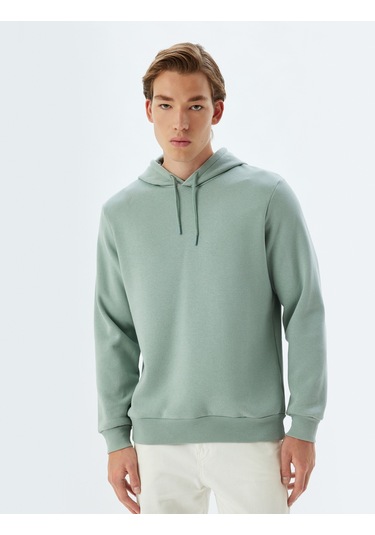 Koton Kapşonlu Sweatshirt Basic Pamuk Karışımlı Green 5wam70001mk Yeşil