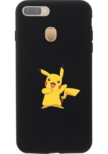 Oppo Ax7 Pikachu Premium Silikonlu Siyah Telefon Kılıfı Siyah