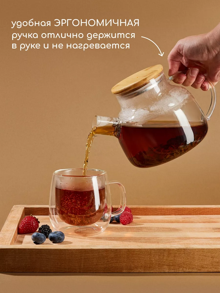 Multıstore 900 Ml Süzgeçli Ve Altlıklı Cam Demlik 114652870 Beyaz