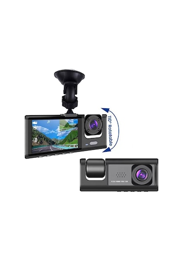 Symbee 3'lü Kameralı 1080p Dvr Araç Kamerası - Gece Görüşü, Döngü Kayıt, Geniş Açı, 2 İnç Ekran, Wifi Bağlantılı