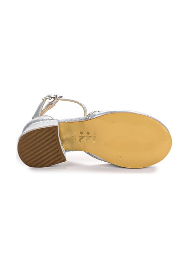 Kiko Kids 771 Taşlı Kız Çocuk 5 Cm Topuklu Sandalet Ayakkabı Gümüş 001