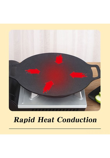 Tenfowee Kalın Alüminyum 30cm Mangal Tava - Taş Kaplama Yapışmaz Yüzeyli Bbq Izgara Tepsisi Siyah