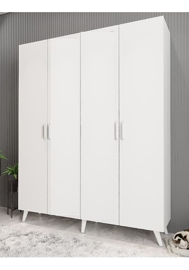 Duke 4 Kapaklı Ayakkabılık Beyaz 180 Cm M2