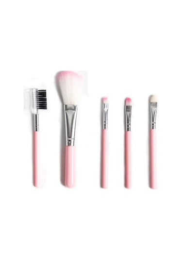 Jms 5 Parçalı Makyaj Fırçası Seti: Pembe Göz Farı, Allık, Dudak Ve Kaş Fırçaları Ve Çift Amaçlı Kaş Tarağı