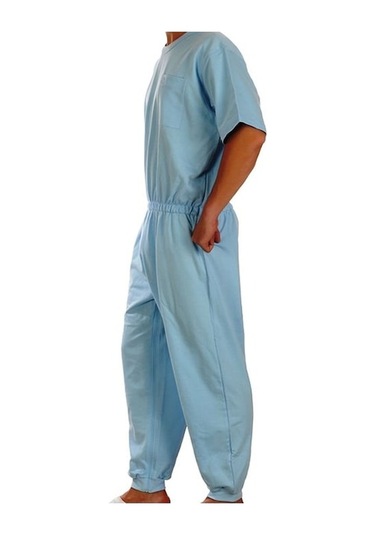 Caretex EH-3 Bacak Fermuarlı Alzheimer Erkek Hasta Tulumu M